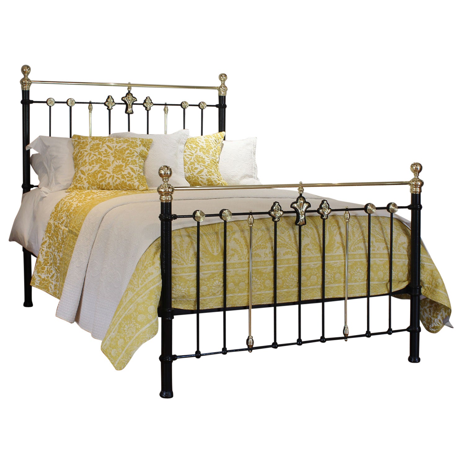 Black Antique Bed with Art Nouveau Design Rosettes MK305 For Sale