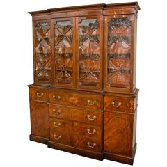 Georgian Style Saginaw Breakfront Bookcase Cabinet