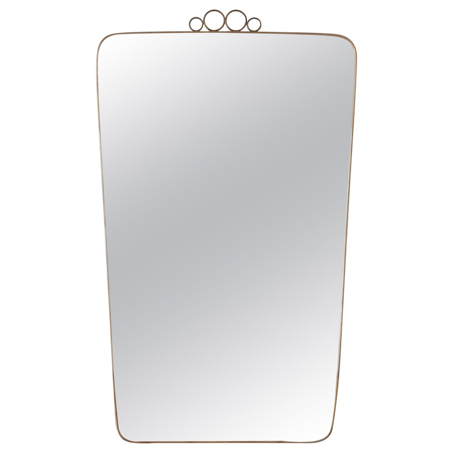 Midcentury italian brass wall mirror in the style of Gio Ponti, Italy For Sale