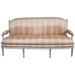 Paint Decorated Frame Louis XVI Style Settee attributed to Jansen Detailed Sofa