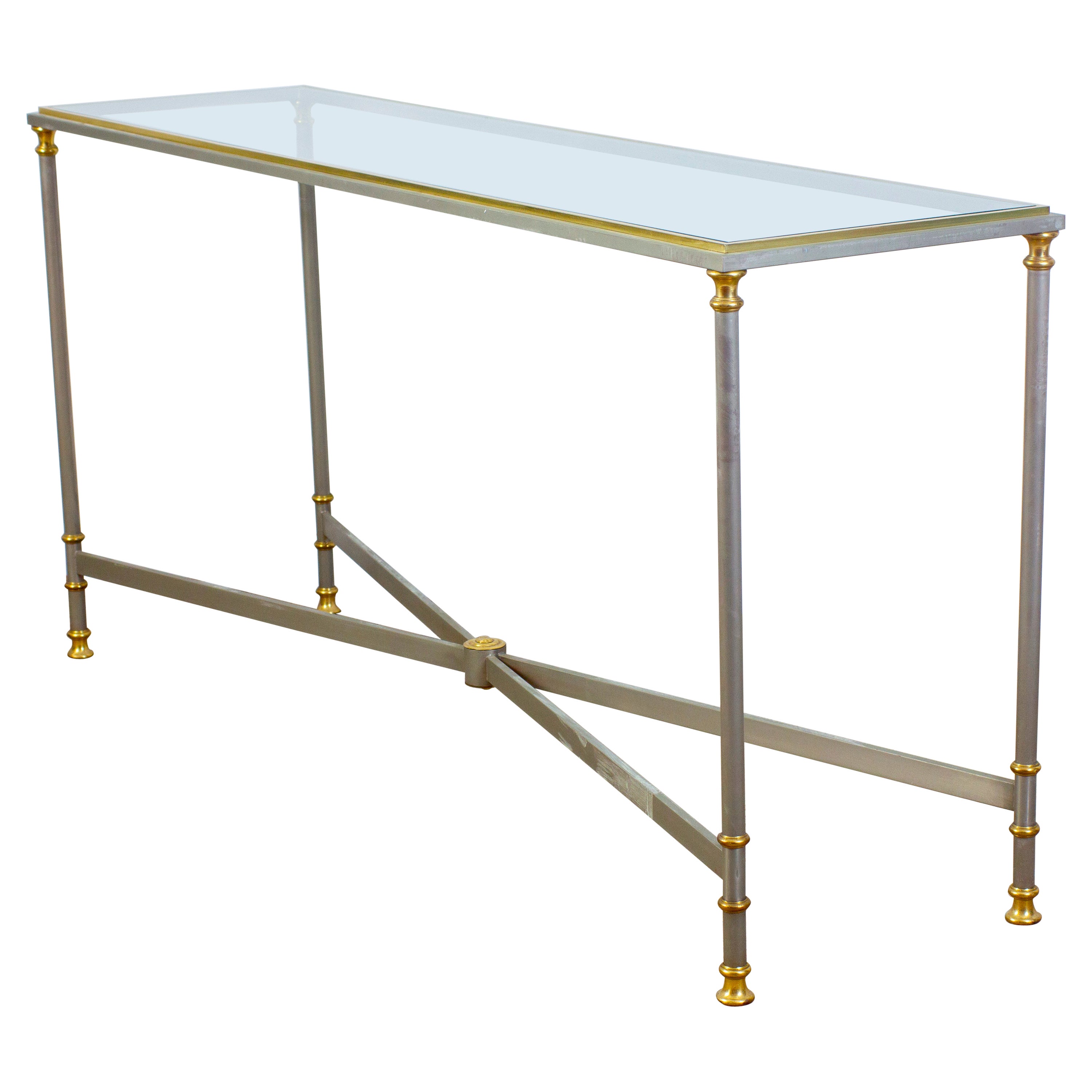 Elegant Iron and Brass Console Table by Alberto Orlandi Italy, 1970' For Sale