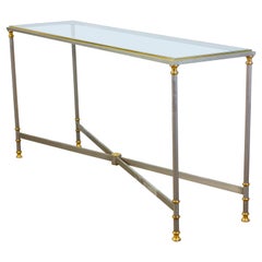 Vintage Elegant Iron and Brass Console Table by Alberto Orlandi Italy, 1970'