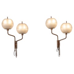 Midcentury pair of Azucena wall lights, Italy 1950