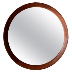 Vintage Circular Teak Mirror, Denmark, 1950s