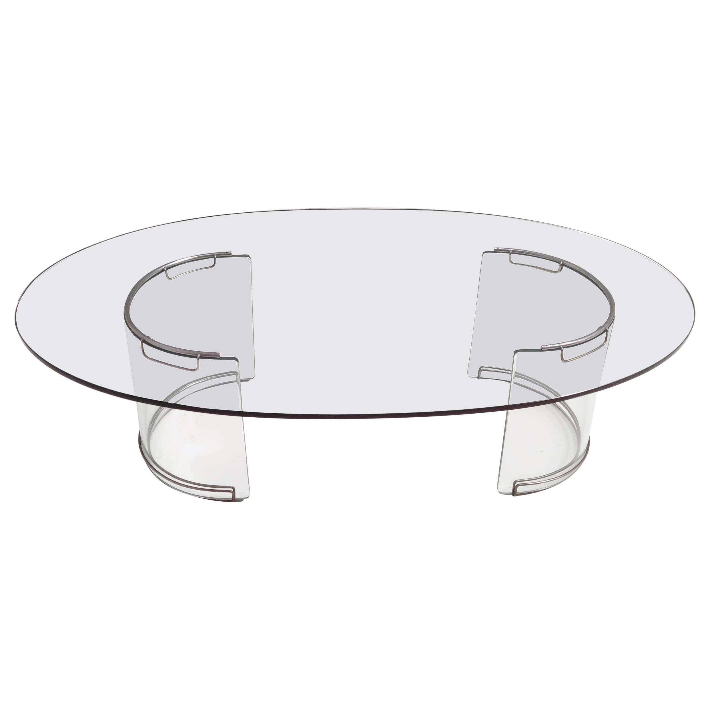 Oval Glass Coffee Table mod. Adam by Luigi Massoni for Gallotti & Radice, Italy For Sale