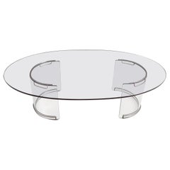 Oval Glass Coffee Table mod. Adam by Luigi Massoni for Gallotti & Radice, Italy