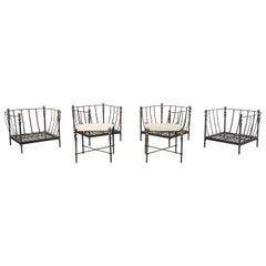 Used Set of Four Michael Taylor Montecito Chairs with Two Tables