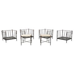 Set of Four Michael Taylor Montecito Chairs with Two Tables