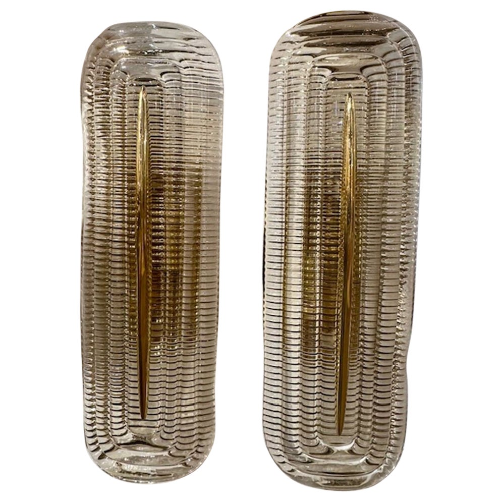 Murano Ribbed Wall Sconces For Sale