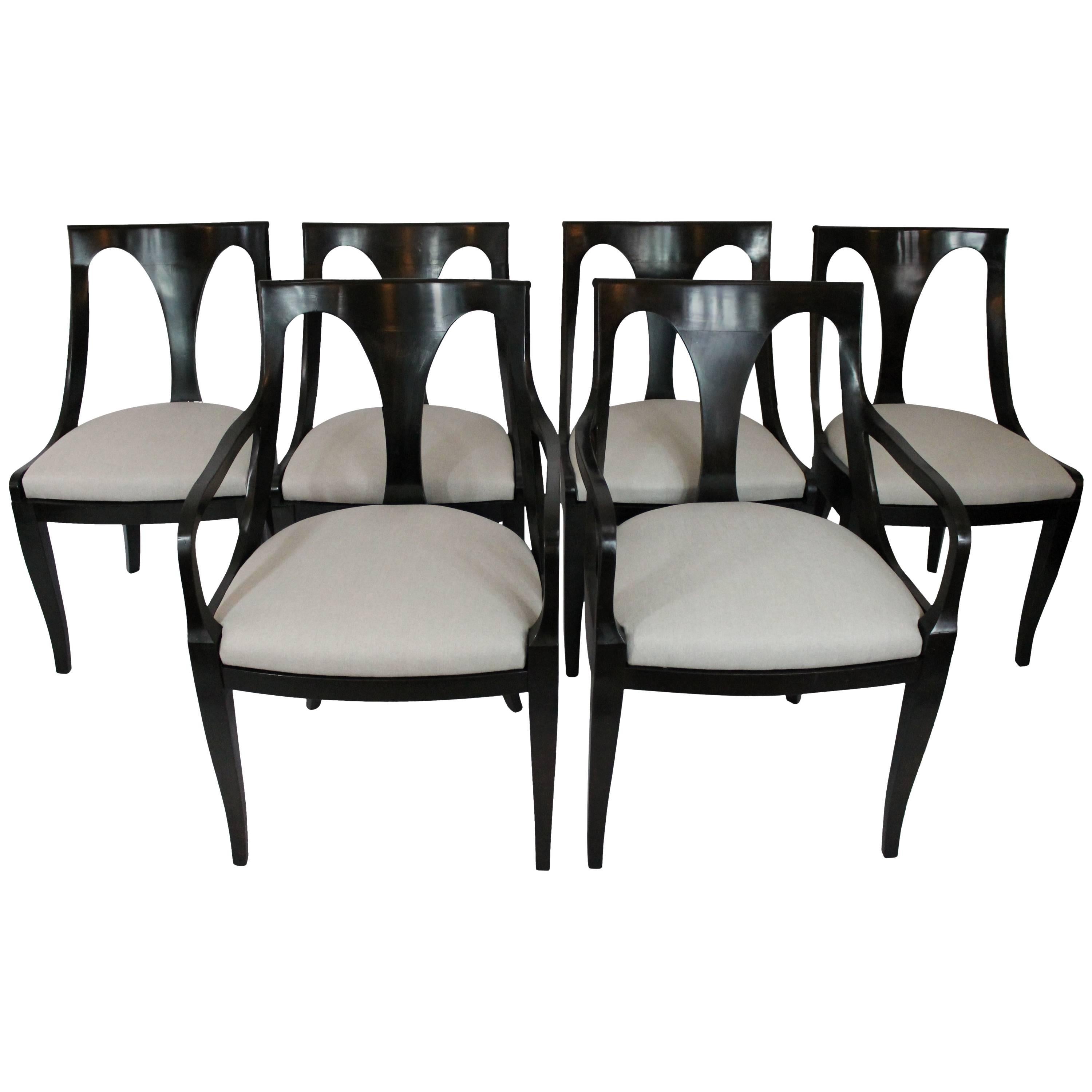 Set of Six Empire-Inspired Dining Chairs by Kindel For Sale
