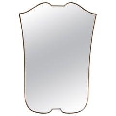 Italian Midcentury Extra Large Vintage Wall Mirror with Brass Frame, 1970s