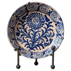 Antique 19th c. Spanish Blue and White Fajalauza Lebrillo Bowl from Granada