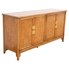 Michael Taylor for Baker Furniture Chinoiserie Burl Wood Sideboard Credenza