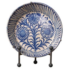 19th c. Spanish Blue and White Fajalauza Lebrillo Bowl from Granada