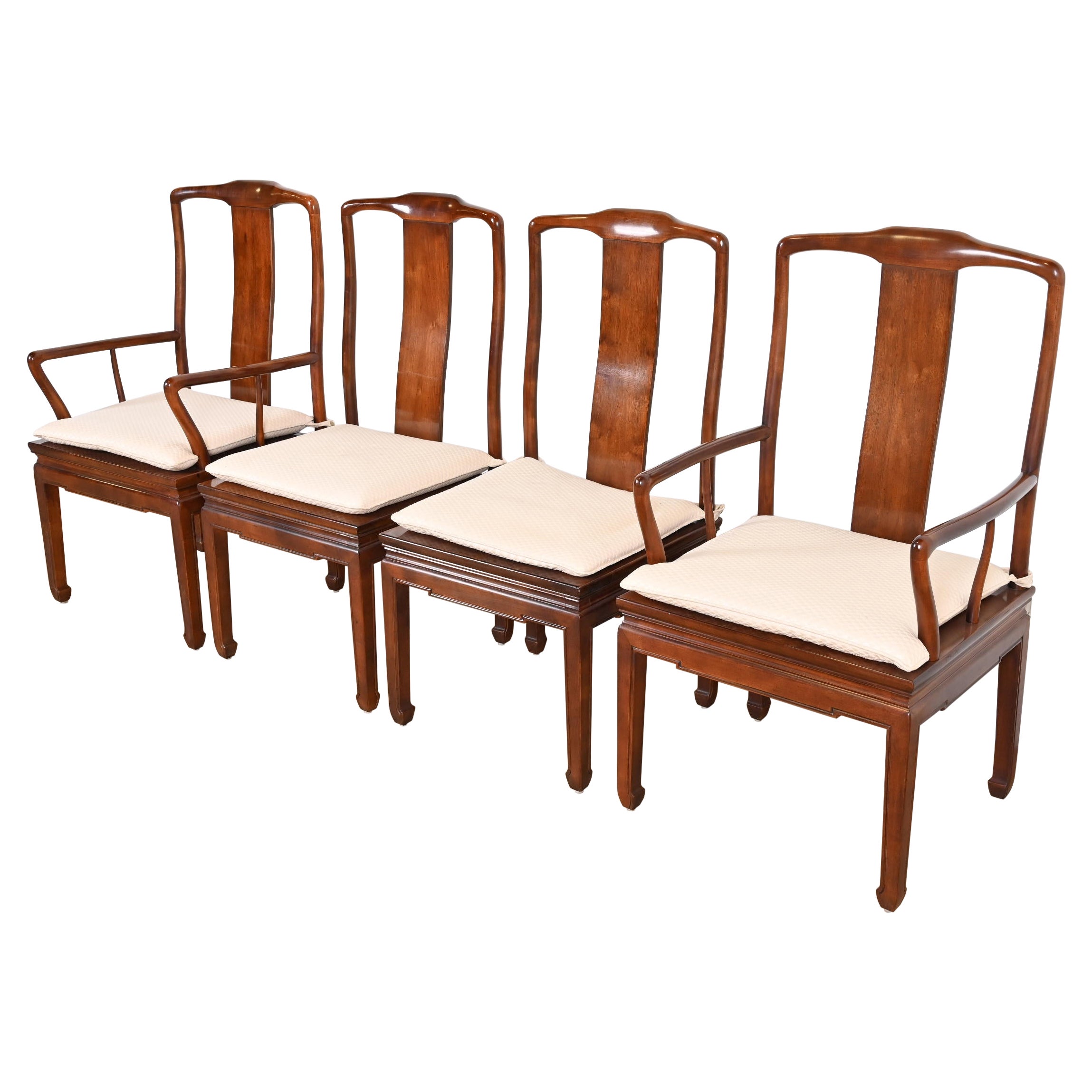 Henredon Hollywood Regency Chinoiserie Sculpted Mahogany Dining Chairs For Sale