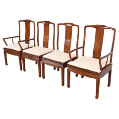 Retro Henredon Hollywood Regency Chinoiserie Sculpted Mahogany Dining Chairs