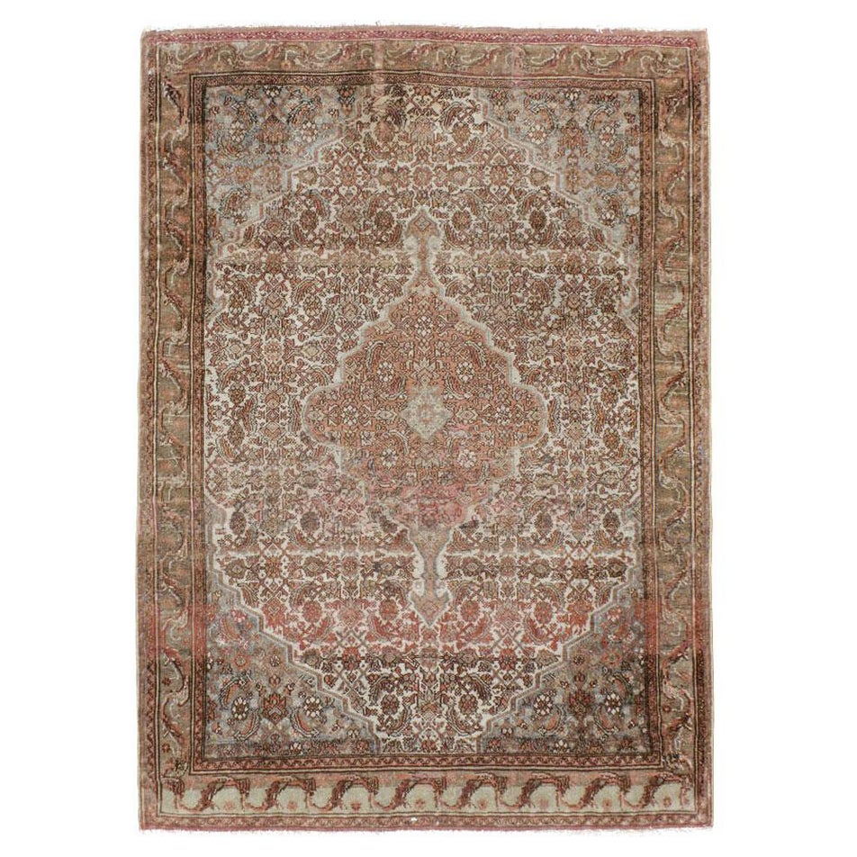 Early 20th Century Handmade Persian Bibikabad Accent Rug For Sale