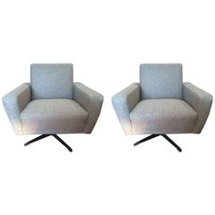 Mid-Century Pair of Swivel Club Chairs, France, 1960s