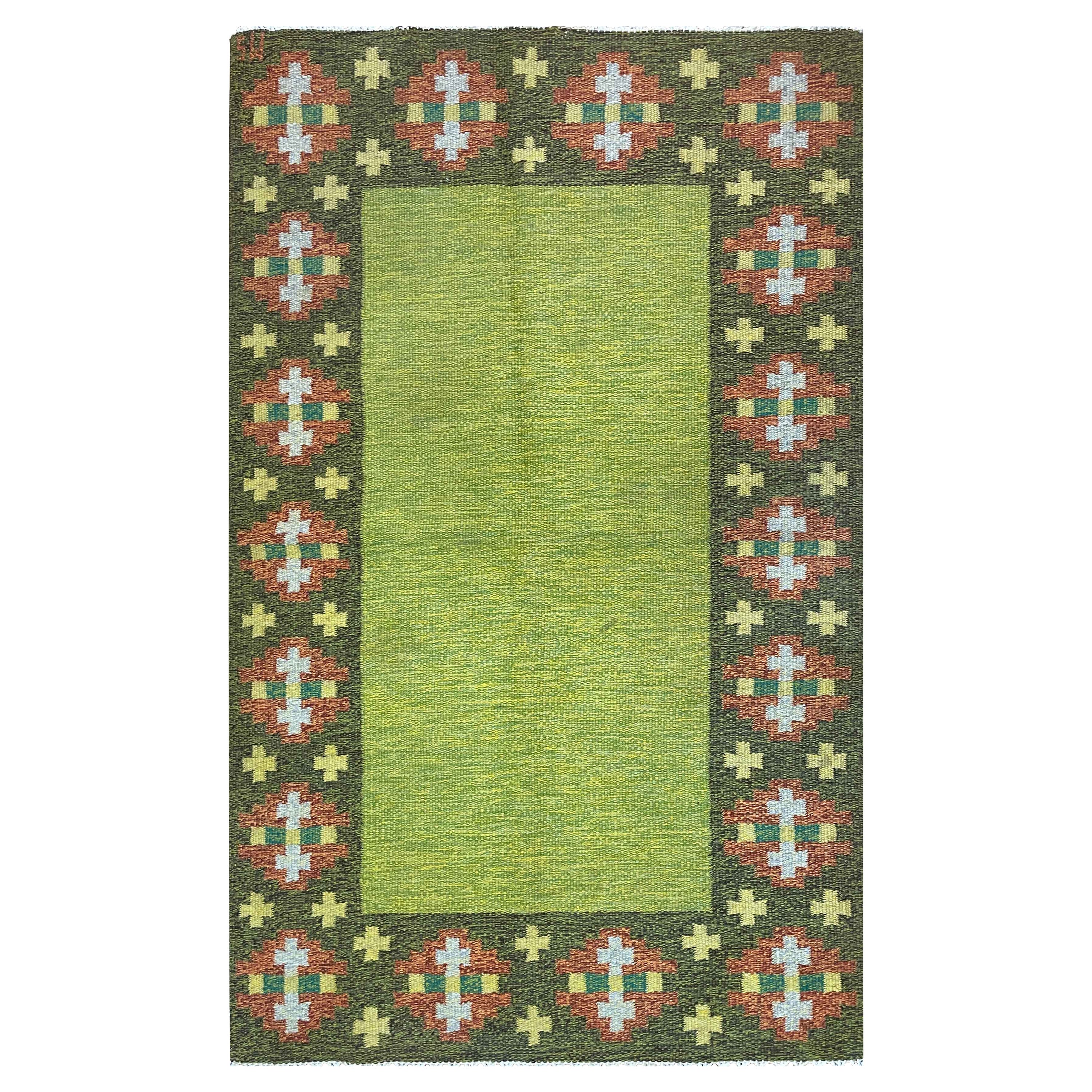 Vintage Swedish Flat-Weave Carpet, 20th Century