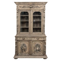 Used 19th Century French Hunt Bookcase in Stripped Oak