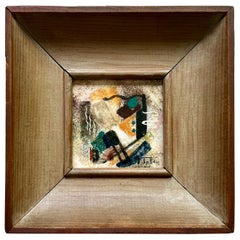 Retro Small Abstract Painting on Ceramic Tile Don Totten 