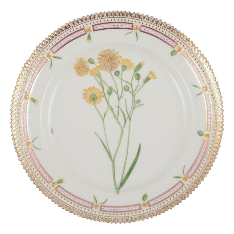 Royal Copenhagen Flora Danica lunch plate.  Hand-painted. Gold rim.  For Sale