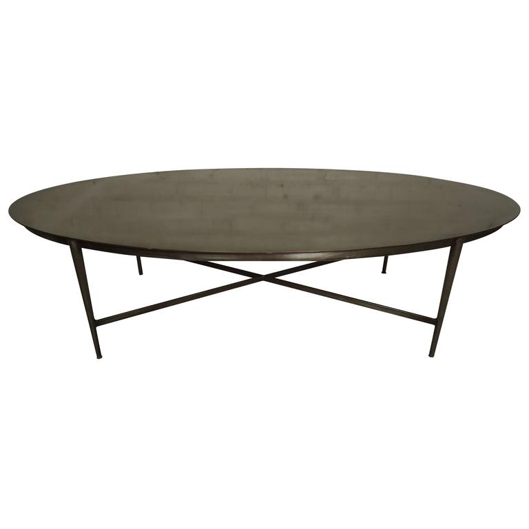 Mid-Century Industrial Style Oval Coffee Table at 1stDibs