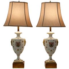 Antique Pair of Porcelain European Lamps