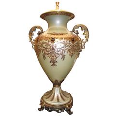 Table Lamp  Vase Base with Brass Ormolu and 22ct. hand applied Gold Decoration