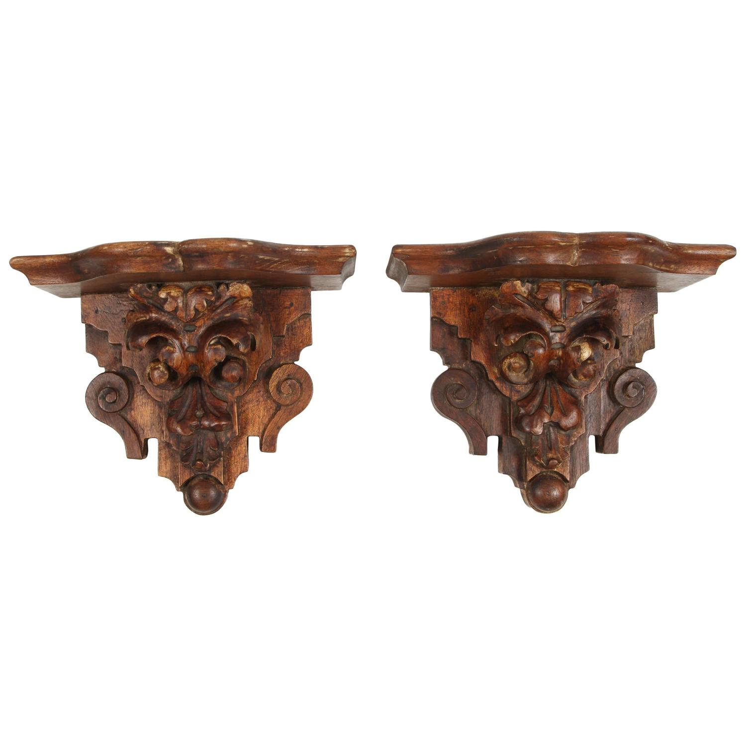 Pair of Vintage Wood Wall Shelves For Sale at 1stdibs