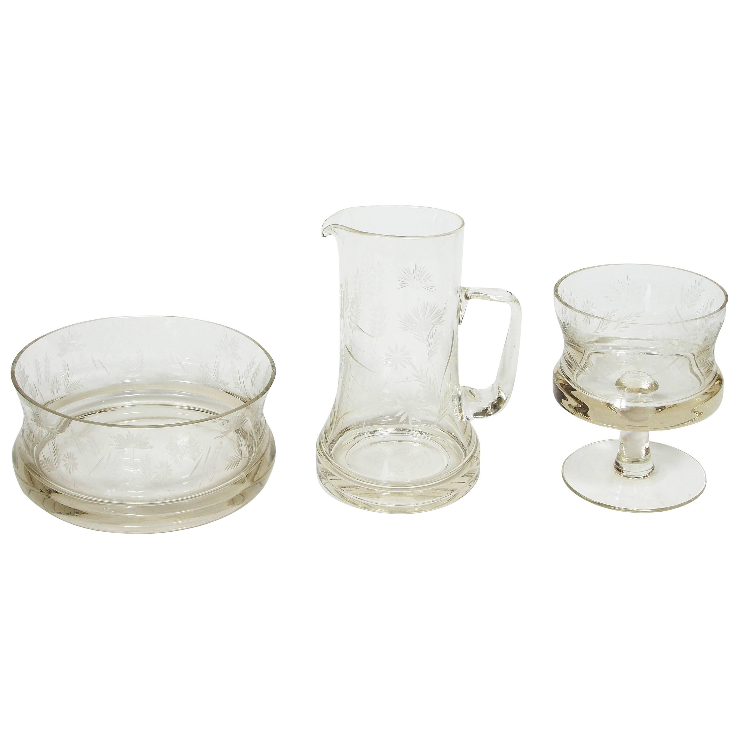 Set of Victorian Glass Serving Pieces