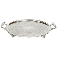 Vintage Oval Silver Plate Serving Tray