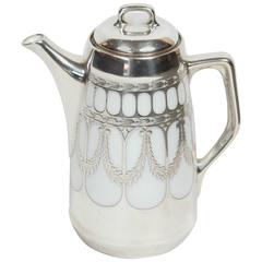 Vintage Porcelain and Sterling Silver Coffee Pot