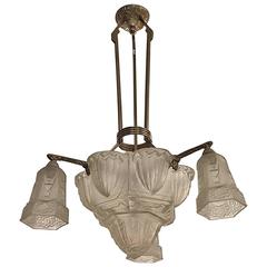 Vintage French Art Deco Chandelier by Hettier & Vincent