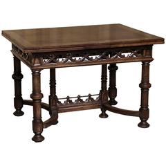 Antique 19th Century French Gothic Draw-Leaf Dining Table