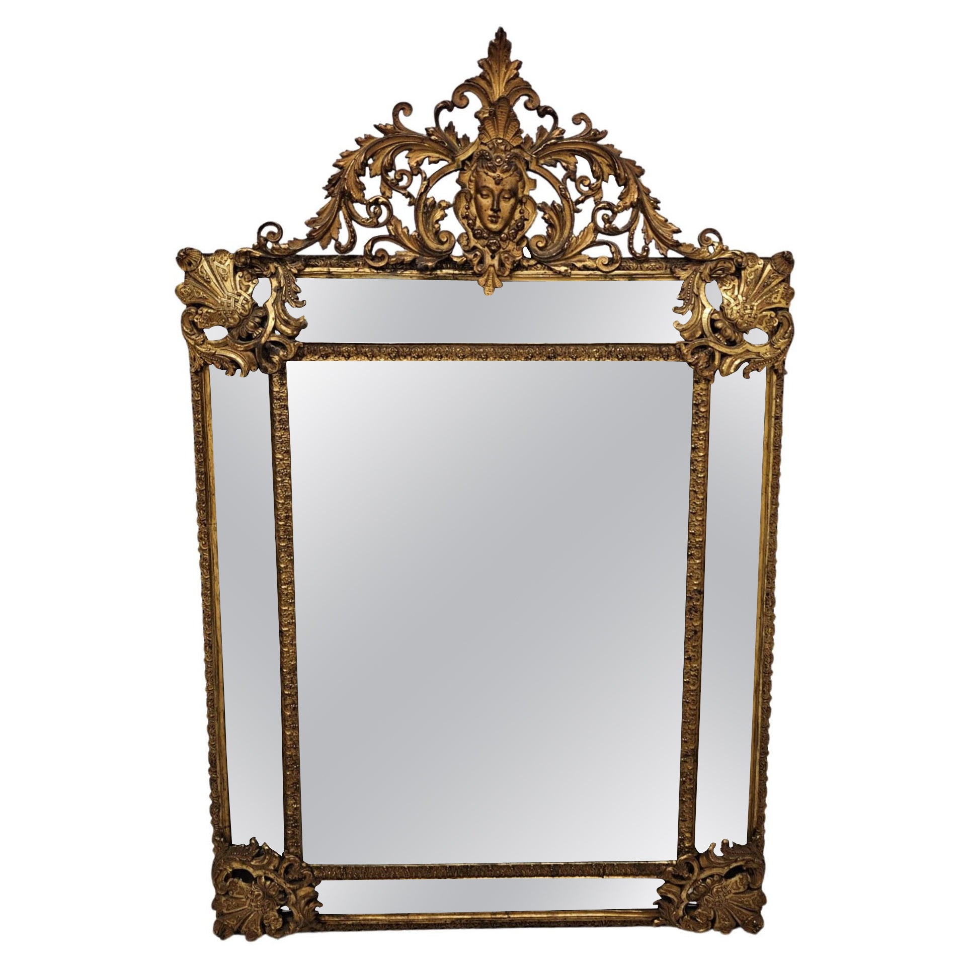 A Rare and Unusual 19th Century Cast Brass Margin Mirror For Sale