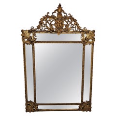 Antique A Rare and Unusual 19th Century Cast Brass Margin Mirror