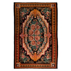 6.9x10.2 Ft Vintage Floral Bessarabian Kilim, Handwoven Wool Rug from Moldova