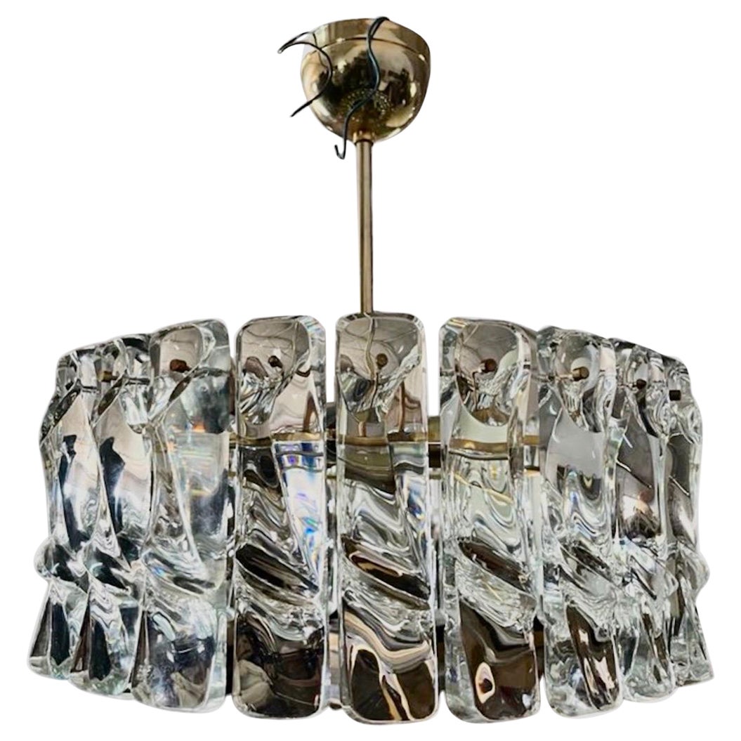 Kalmar Lighting Chandelier Glass Ice First Chrome Structure, Austria, 1970 For Sale