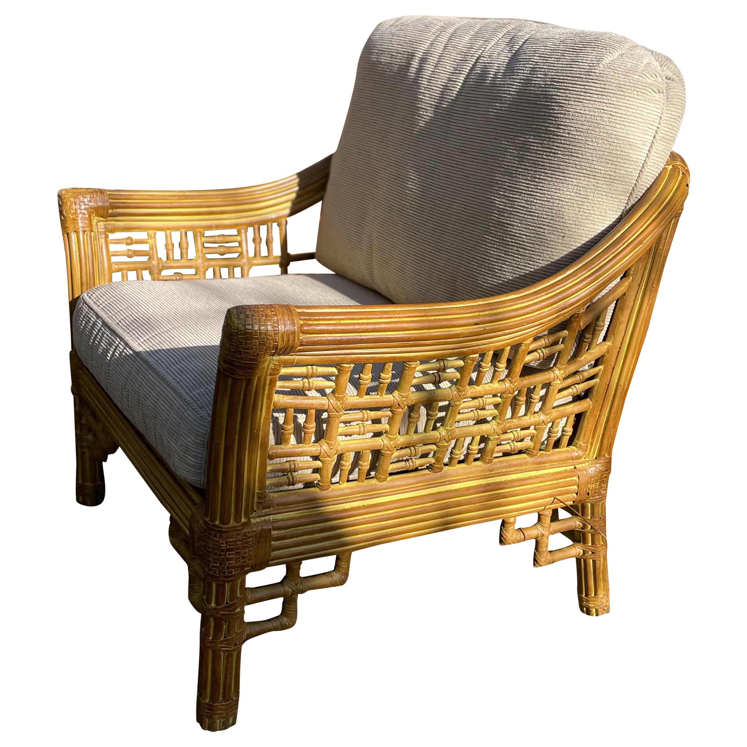Fauteuil de canapé et table basse McGuire San Francisco Furniture du milieu du siècle dernier en vente
