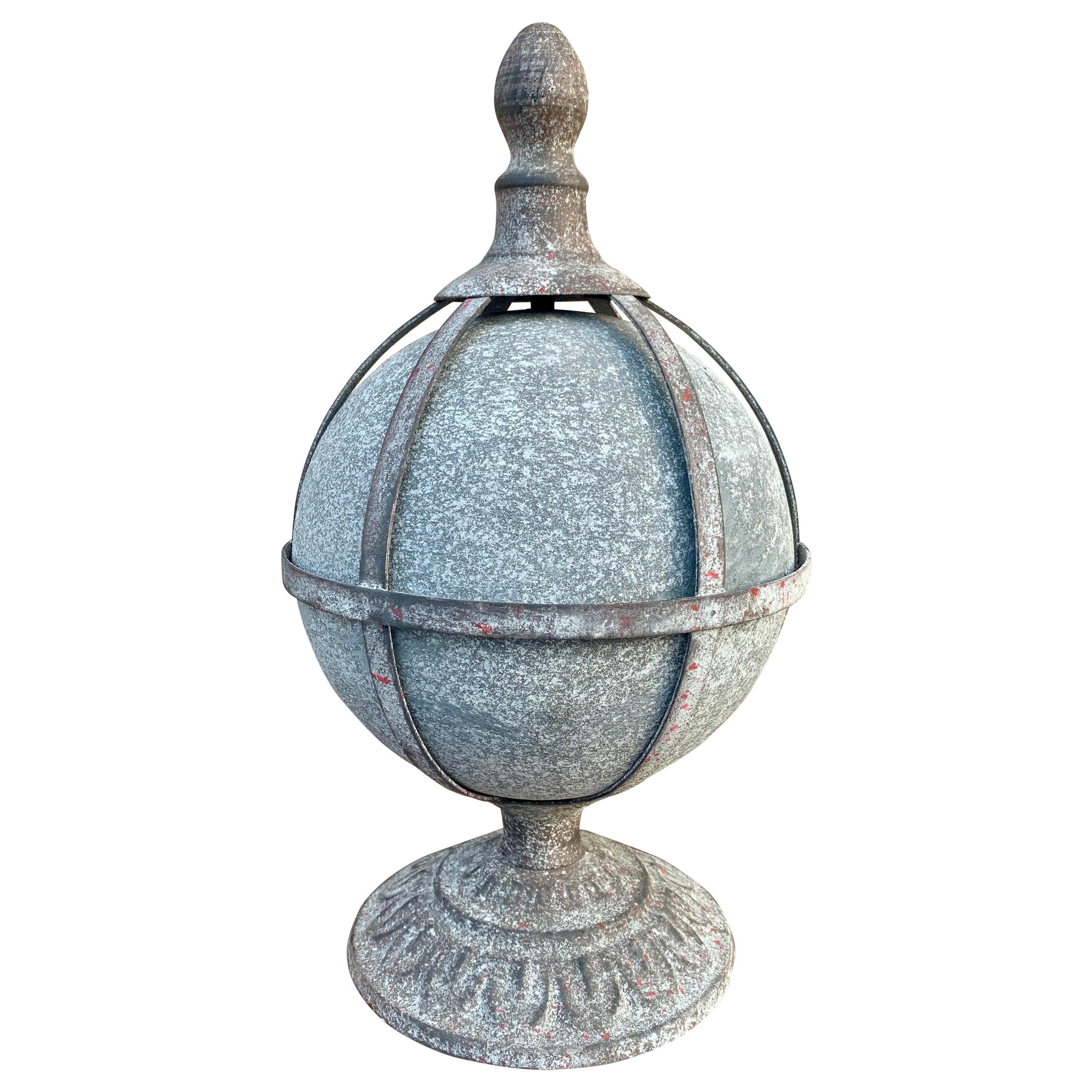 Vintage Classical Metal Orb Garden Finial For Sale