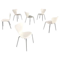 Vintage Italian modern white lacquered curved chairs, 1970s 