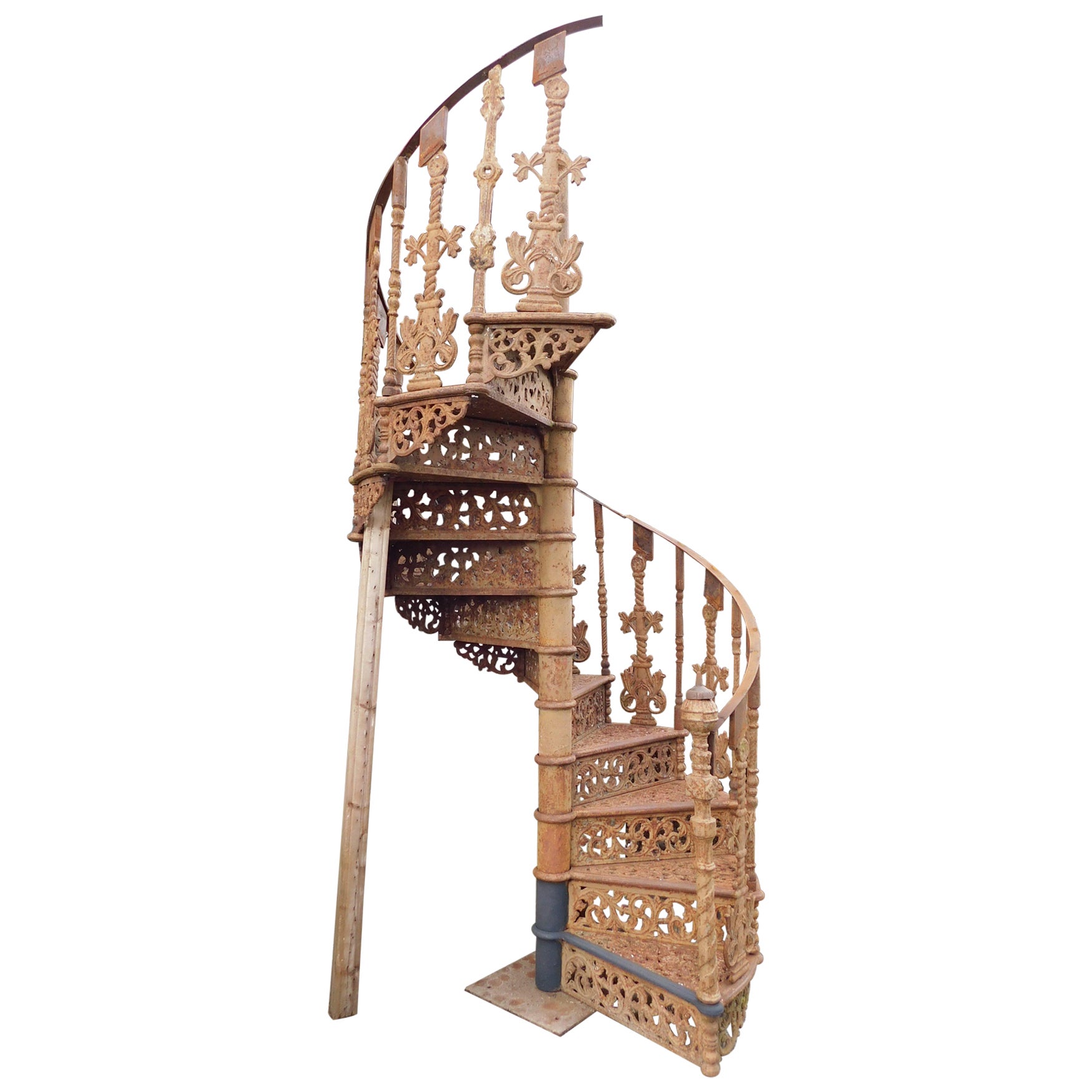 Spiral staircase in perforated cast iron, Italy For Sale