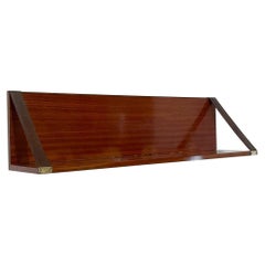 Mid-Century Wood, Leather and Brass Shelve, Italy, 1960s - 2 available