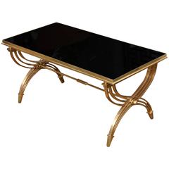 Brass and Black Glass Coffee Table
