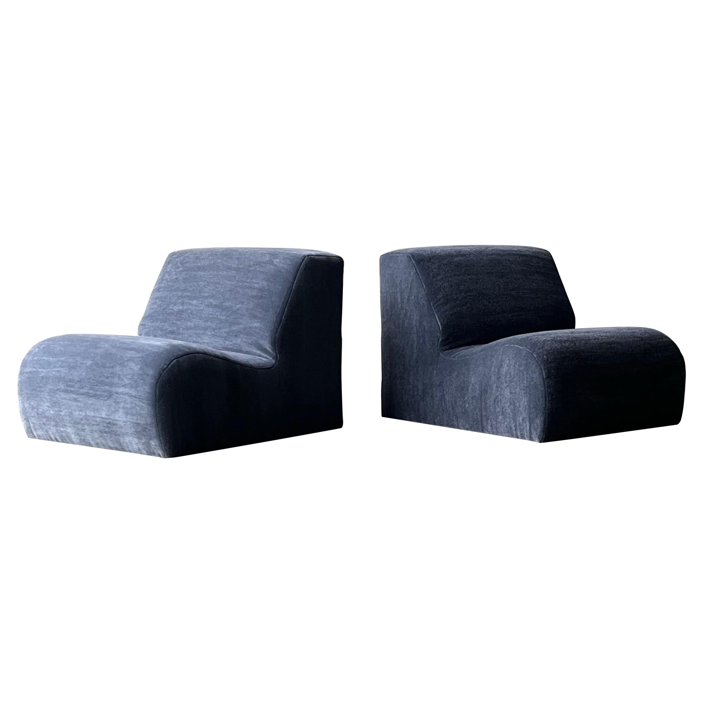 Postmodern Style Modular Lounges in Mohair For Sale