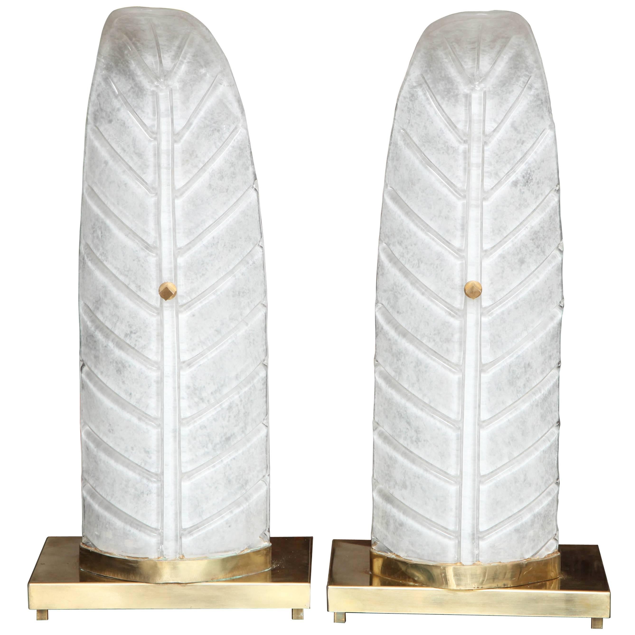 Murano Glass Feather Table Lamps
