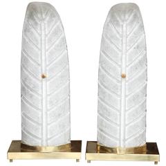 Vintage Murano Glass Feather Table Lamps