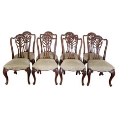 Set of 8 Mahogany Carved George III Style Dining Chairs Probably Maitland Smith