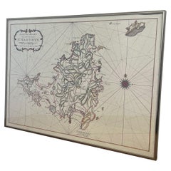 Impression d'une carte vintage de l'île de Saint Martin dans la mer des Caraïbes, écrite en néerlandaise.